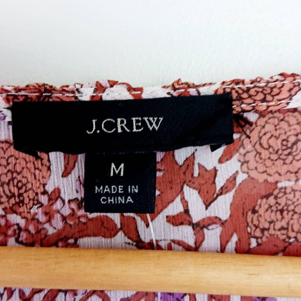 J.Crew SZ M Ruffle Crinkle Chiffon Top in Fête Floral NWT - Picture 4 of 8
